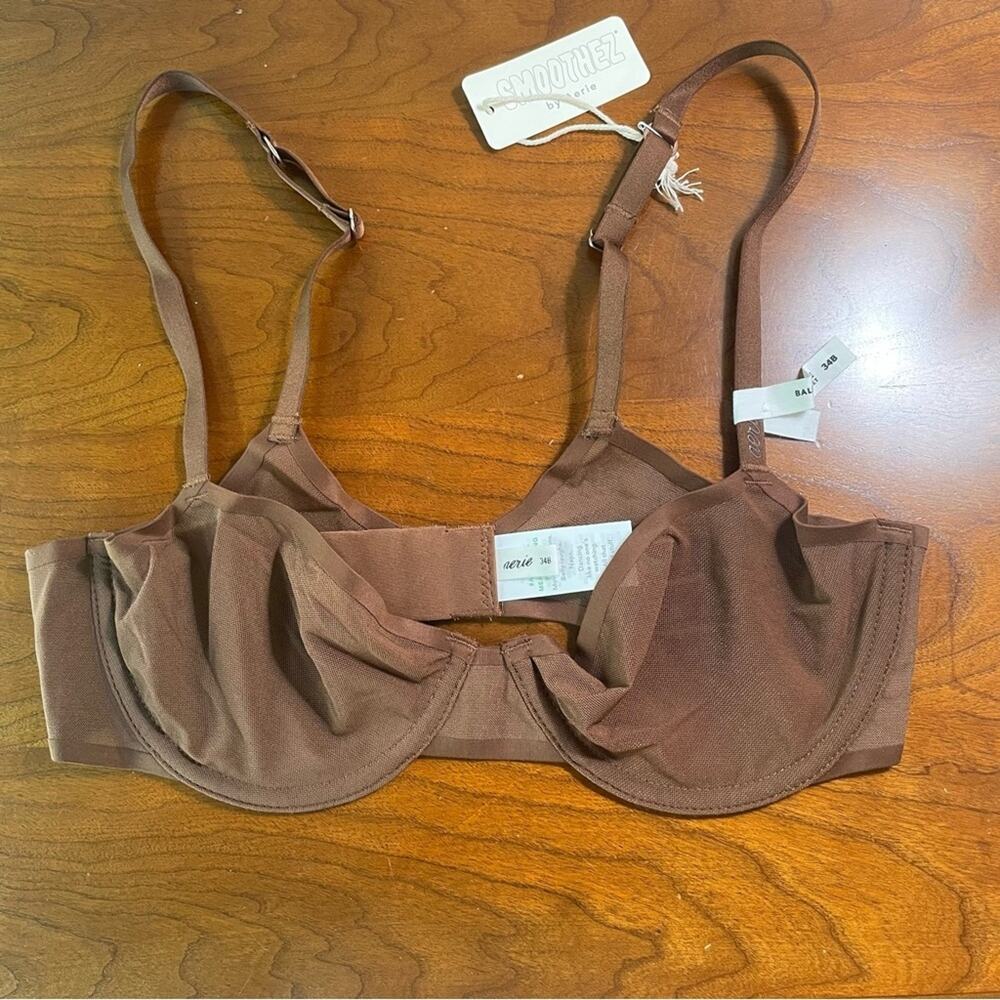 Aerie Smoothez Brown Mesh Underwire Balconette Bra NWT Size 34B - Picture 2 of 6